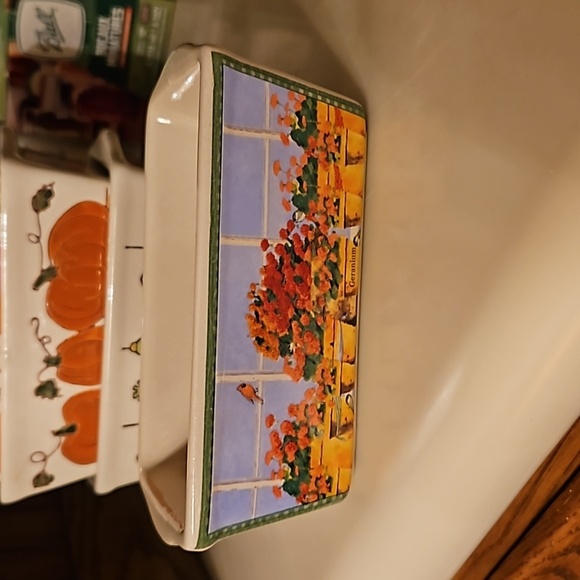 #203 Nantucket Loaf Pan Beige Ceramic Stoneware Mini Bakeware- Various Patterns - Picture 2 of 6